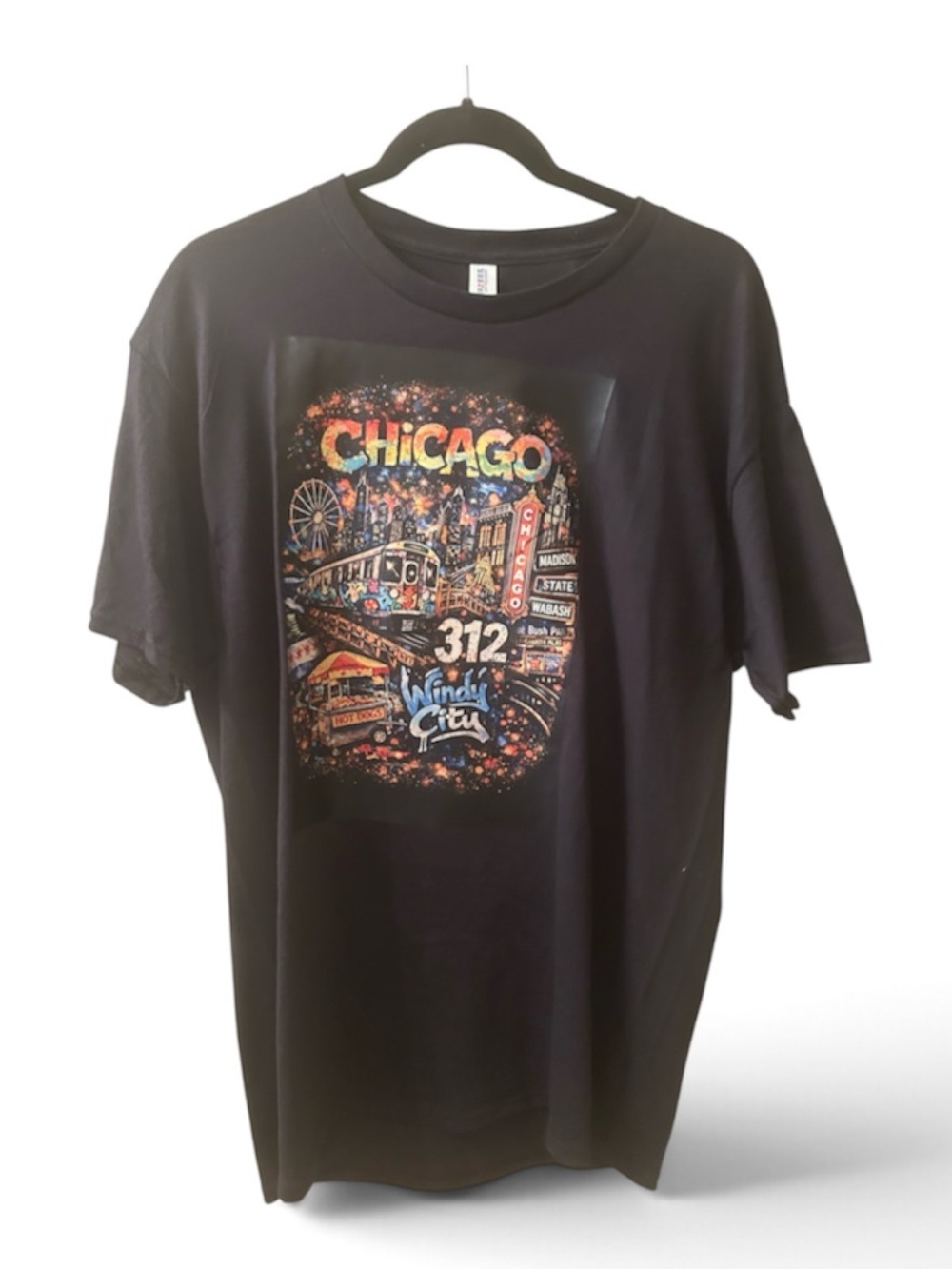 Chicago -Graphic Collage -Men’s T-Shirt Short Sleeves. Size L